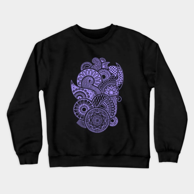 Abstract Mandala design (light purple on black) Crewneck Sweatshirt by calenbundalas